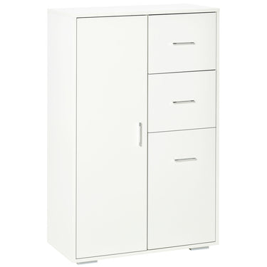 HOMCOM Storage Cabinet with 2 Drawers and 2 Cabinet Free Standing, Kitchen Cabinet Sideboard Buffet Table for Living Room, White