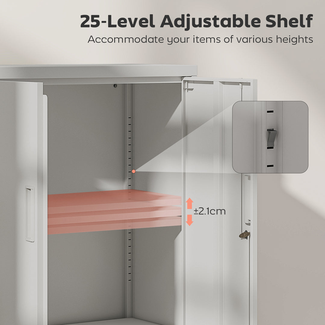 HOMCOM Lateral Filing Cabinet, Metal Storage Cabinet, Garage Cabinet with Double Locks, Adjustable Shelf and File Drawer, Black