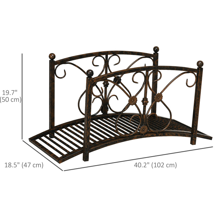 Outsunny Garden Bridge 3.3FT, Decorative Classic Backyard Pond Bridge with Safety Railings Brown