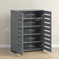 HOMCOM Shoe Storage Cabinet, Shoe Cabinet with 2 Slatted Doors for 15 Pairs of Shoes, Black