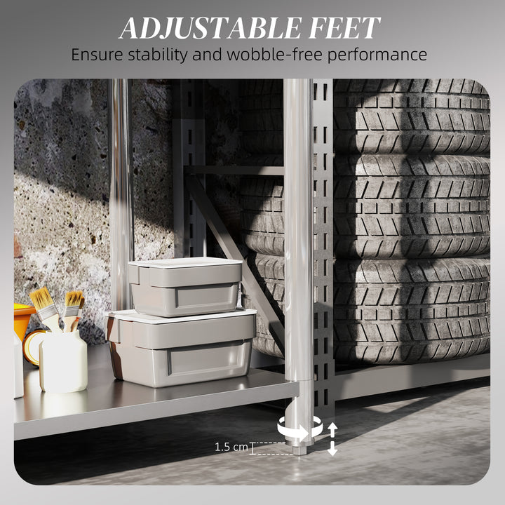 HOMCOM Stainless Steel Workbench, 24"x47"x34", Heavy Duty Work Prep Table with Shelf, Workbench for Kitchen, Garage