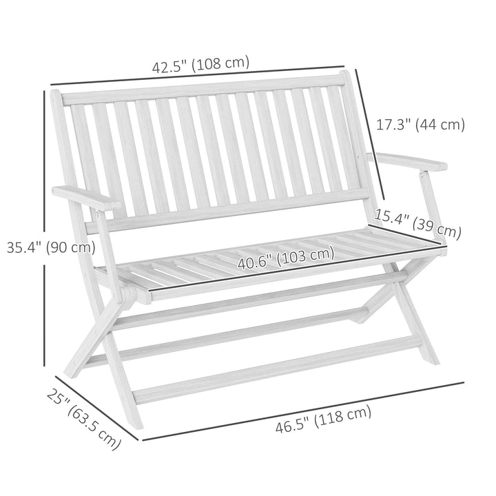Outsunny 46.5" Foldable Wood Outdoor Bench with Backrest and Armrests for Outdoors, Patio, Porch, Park, Teak