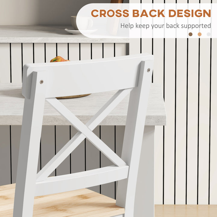 HOMCOM Counter Height Stools Set of 2, Farmhouse Bar Stools with Backs, Solid Wood Counter Stools for Kitchen Island