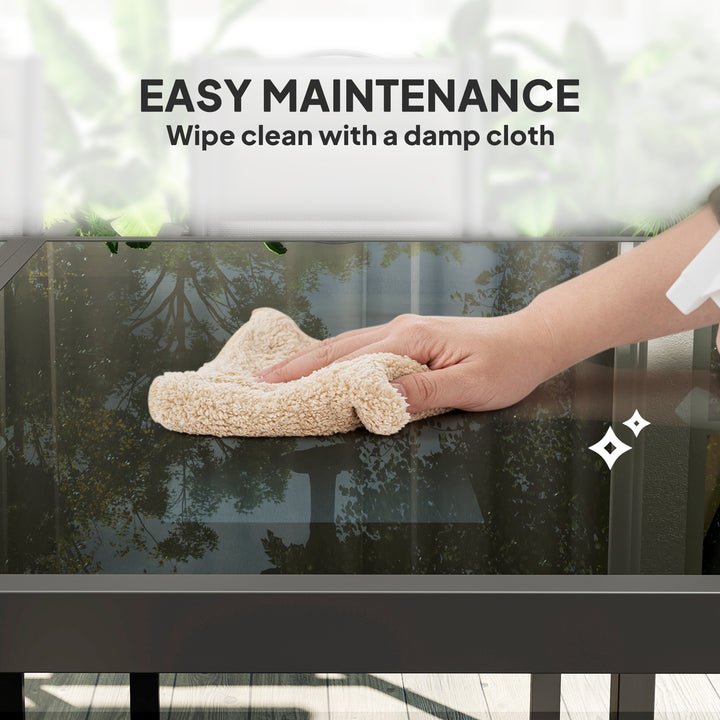 Outsunny 5 Piece Outdoor Dining Set w/ 4 Stackable Chairs, Rectangle Table, Tempered Glass Top, Steel Frame, Black