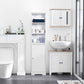 kleankin Tall Bathroom Storage Cabinet, Freestanding Tower Cabinet with Adjustable Shelf, 3 Open Shelves, White