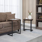 HOMCOM Nesting End Tables Set of 3, Industrial C-Shaped Snack Side Table with Steel Frame for Sofa Couch, Bed, Living Room, Rustic Brown