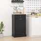 HOMCOM Kitchen Tilt Out Trash Bin Cabinet, Free Standing Recycling Cabinet, Trash Can Holder with Drawer, White