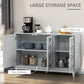 HOMCOM Sideboard Kitchen Buffet Table with 3 Mirrored Doors, 2 Cabinets  and Adjustable Shelf, Gray