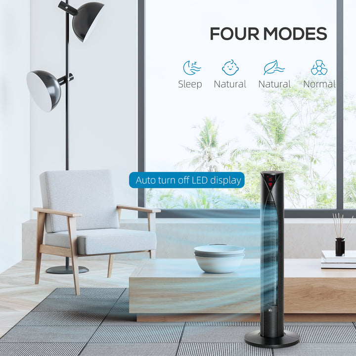 HOMCOM Tower Fan and 16" Pedestal Fan Set, with Remote Control, Height Adjustable, Tilted Head, Timer, Oscillating Standing Fan, Stand Floor Fans for Bedroom, White