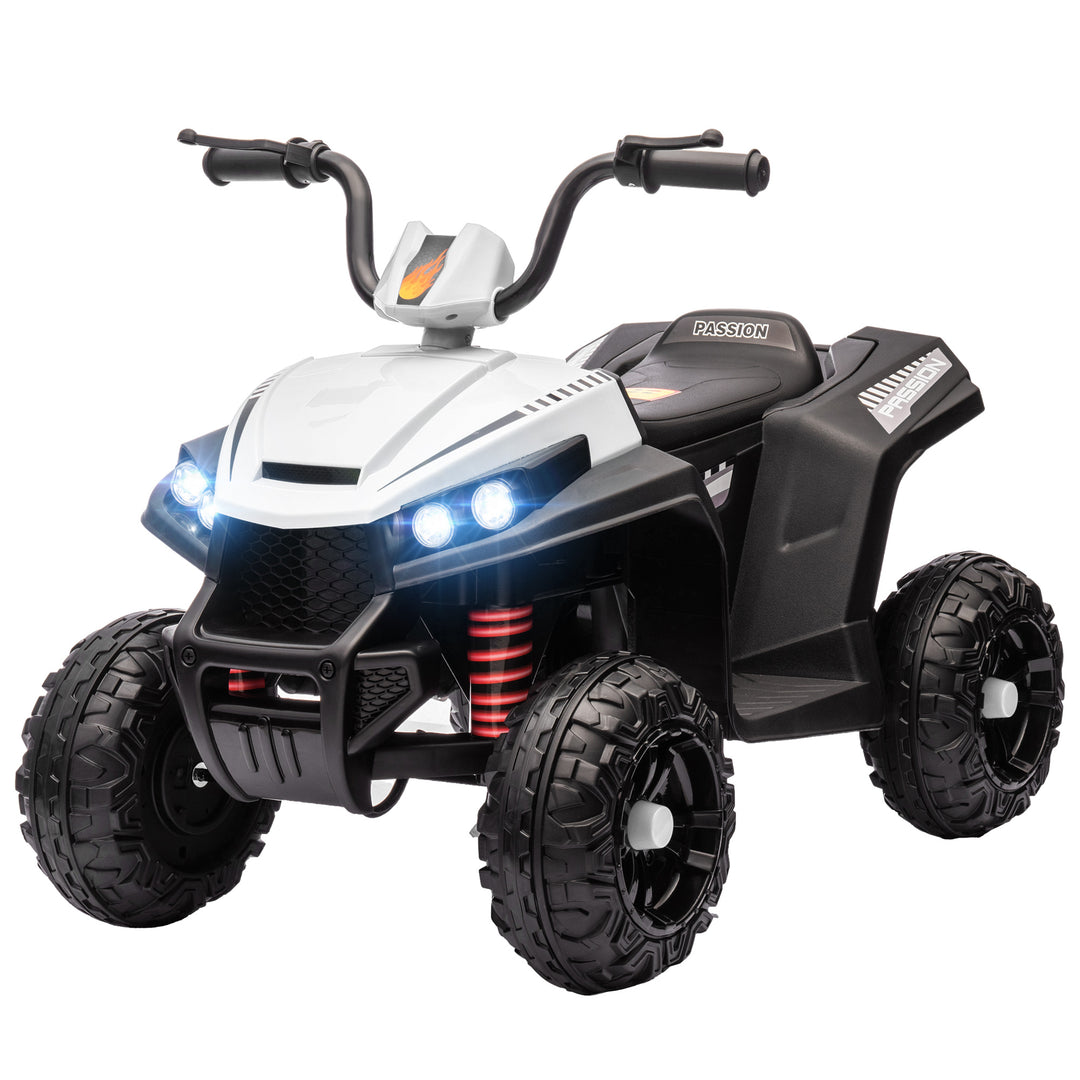 Qaba 12V Kids ATV with Four Wheels Spring Suspension, Forward & Backward, LED Light, MP3, Music, Blue