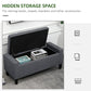 HOMCOM Storage Ottoman Bench Linen-Touch Fabric Tufted Chest Footstool with Flipping Top, Beige