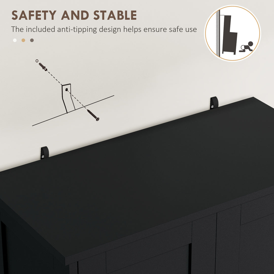 HOMCOM 50.5" Kitchen Storage Cabinet, Modern Kitchen Pantry Cabinet with 4 Doors, Drawer, Adjustable Shelf, Black