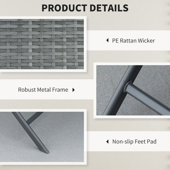 Outsunny 3-Piece Outdoor Folding Rattan Bistro Set, Mixed Brown