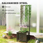 Outsunny Galvanized Raised Garden Bed with Trellis, Metal Planter Box with Drainage Holes for Climbing Plants, Vegetable, Vines