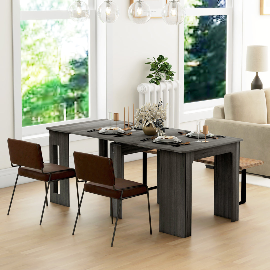 HOMCOM Extendable Dining Table, Expandable Kitchen Table for Small Spaces, Seats up to 6 People, Dark Brown
