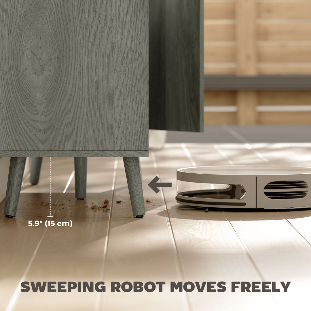 HOMCOM Buffet Cabinet with Storage, Modern Fluted Sideboard with Adjustable Shelves for Dining Room Living Room, Dark Brown