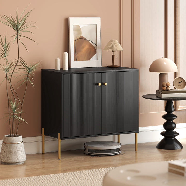 HOMCOM Sideboard, Modern Buffet Cabinet, Coffee Bar Cabinet with Fluted Doors and Adjustable Shelf, White