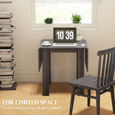 HOMCOM Folding Dining Table, Extendable Kitchen Table for Small Space, Drop Leaf Table for 2-4 People, Grey
