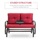 Outsunny 2-Person Outdoor Glider Chair, Patio Double Rocking Loveseat with Steel Frame and Cushions for Backyard, Garden and Porch, Red