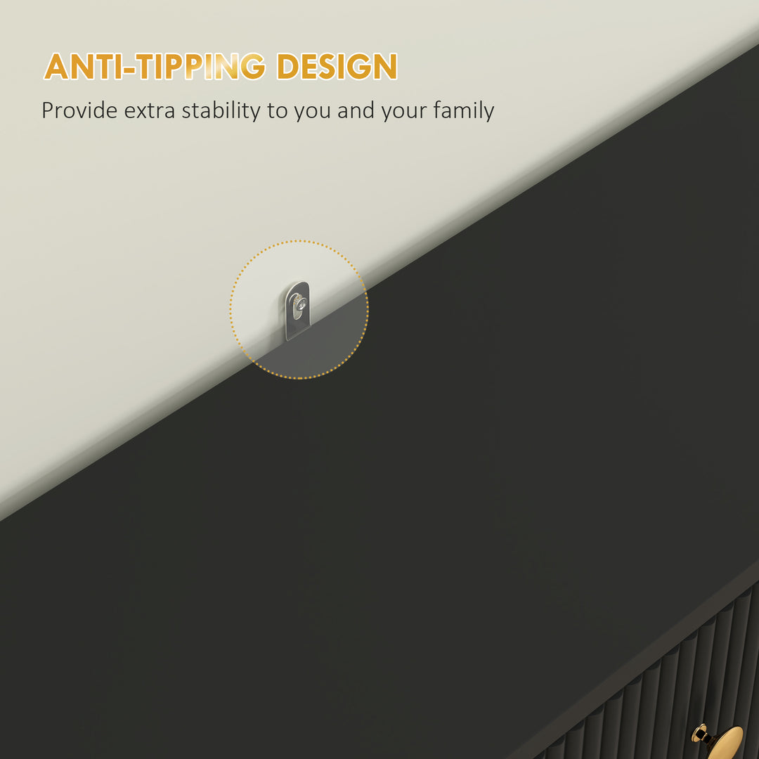 HOMCOM Narrow Shoe Storage Cabinet with Wave-like Panels and Adjustable Shelves for 12 Pairs of Shoes, Black