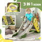 Qaba 3 in 1 Foldable Toddler Slide with Basketball Hoop, Climber, for 1-3 Years Old, Yellow