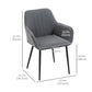 HOMCOM Dining Chairs Set of 2, Linen Upholstery Accent Chair with Back, Armrest, Metal Legs, Dark Grey