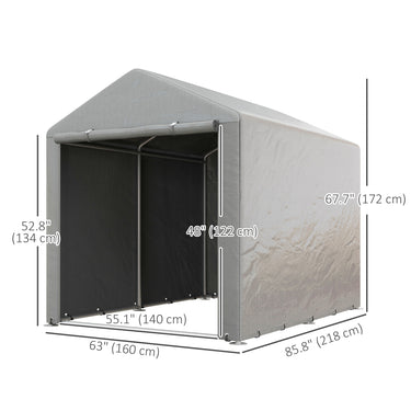 Outsunny Portable Bicycle Shed with Galvanised Steel Frame and Large Door, Waterproof Outdoor Shed for Garden Tools, Dark Grey
