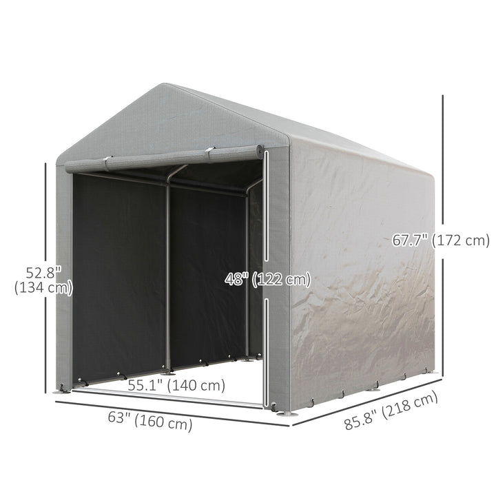 Outsunny Portable Bicycle Shed with Galvanised Steel Frame and Large Door, Waterproof Outdoor Shed for Garden Tools, Dark Grey