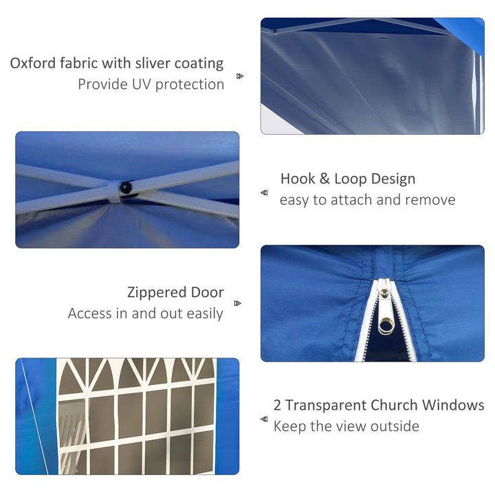 Outsunny 10' x 10' Pop Up Canopy Tent, Instant Sun Shelter, Tents for Parties, with Wheeled Carry Bag, Blue