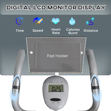 Soozier Folding Exercise Bike, Indoor Stationary Bike with 8-Level Magnetic Resistance and LCD Monitor, for Cardio Workout, Grey