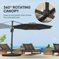 Outsunny 10' Offset Patio Umbrella Cantilever Umbrella with Aluminium Pole 360Â° Rotation and Tilt Adjustment, Grey