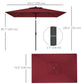 Outsunny 6' x 10' Patio Umbrella with 22 LED Solar Lights and Tilt, Rectangular Outdoor Table Umbrella with Crank, Beige
