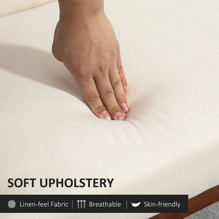 HOMCOM Compact Loveseat Sofa Couch Linen Fabric Double Seat Sofa with Rubber Wood Legs Dark Grey