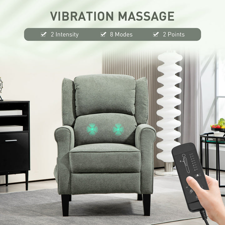 HOMCOM Push Back Recliner Chair, Vibration Massage Recliner for Living Room with Extendable Footrest, Remote, Dark Green
