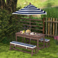 Qaba Wooden Kids Picnic Table & Bench Set with Removable Umbrella, Cushions, for Garden, Backyard, Patio, Navy Blue