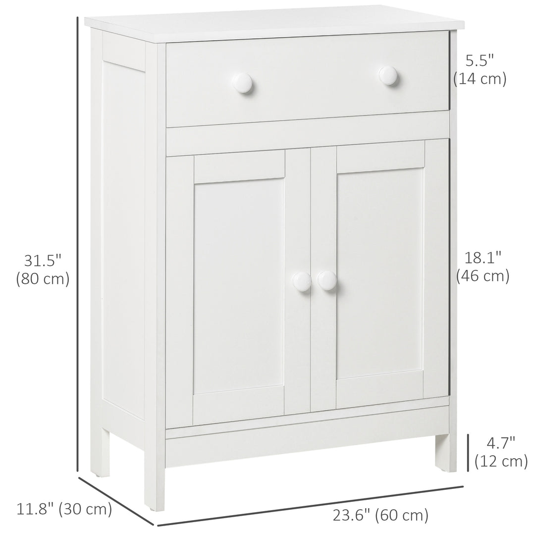 HOMCOM Bathroom Cabinet, Freestanding Accent Sideboard with Storage Drawer & Adjustable Shelf, White