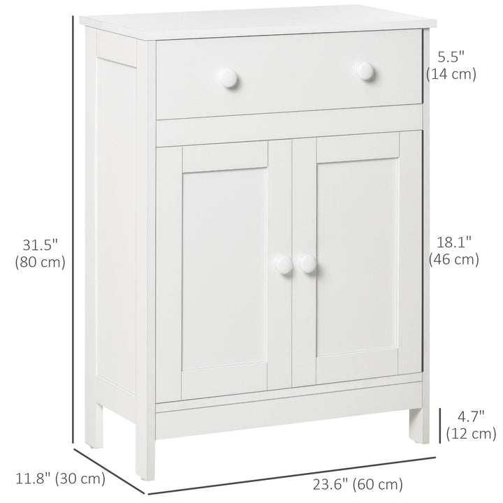 HOMCOM Bathroom Cabinet, Freestanding Accent Sideboard with Storage Drawer & Adjustable Shelf, White