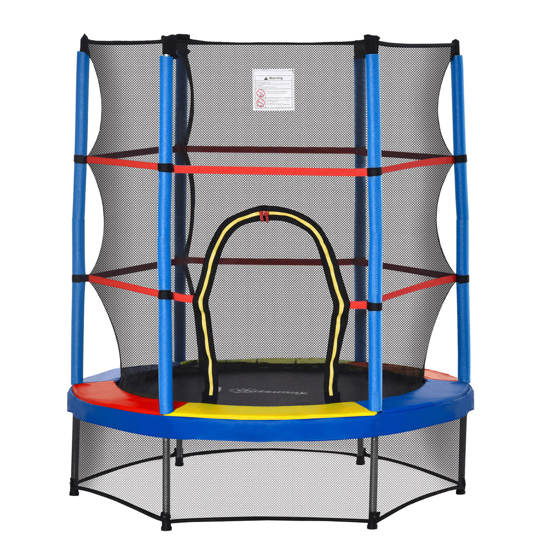 Outsunny 55" Kids Trampoline with Enclosure Net for Indoor/Outdoor, Trampoline for Boys and Girls Age 3-6 Years, Blue