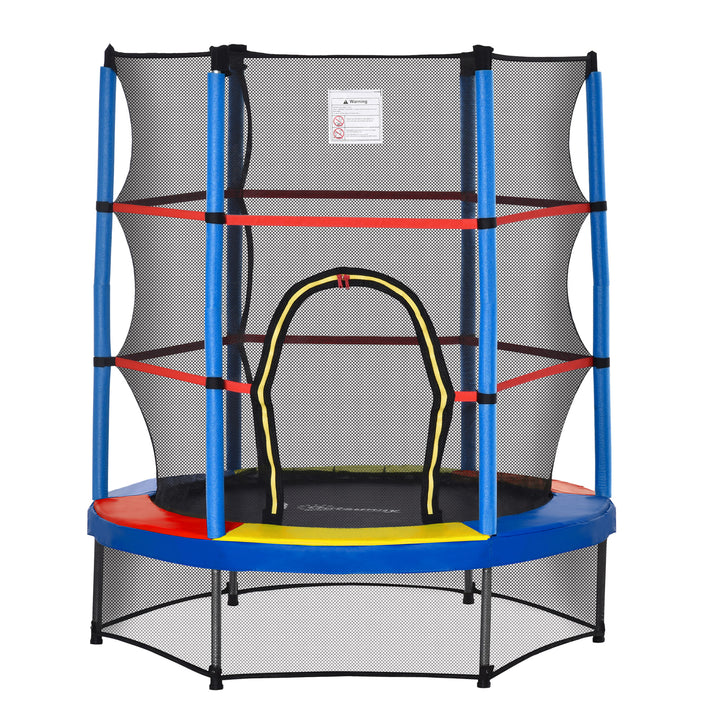 Outsunny 55" Kids Trampoline with Enclosure Net for Indoor/Outdoor, Trampoline for Boys and Girls Age 3-6 Years, Blue