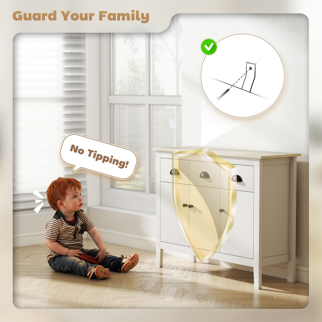 HOMCOM Sideboard Buffet Cabinet, 40" Kitchen Coffee Bar Cabinet with 3 Drawers and 2 Adjustable Shelves, White