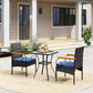 Outsunny Set of 2 Rattan Outdoor Dining Chairs, Wicker Patio Chairs with Removable Cushion, Acacia Wood Armrests, Light Grey