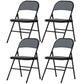 HOMCOM Set of 6 Metal Foldable Chairs, Linen Padded Folding Chairs with Cushion Seat and Open Back for Indoor, Black