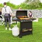 Outsunny 4+1 Burner Propane Gas BBQ Grill, Portable Gas Barbecue Grill with Side Burner, Thermometer, Lid, Side Table, Shelf, Spice Rack, Wheels, Grease Cup for Garden, Black