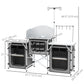 Outsunny Aluminum Camping Kitchen, Portable Folding Camping Table with Fabric Cupboards, Windshield, Bag for BBQ, Picnic, Grey