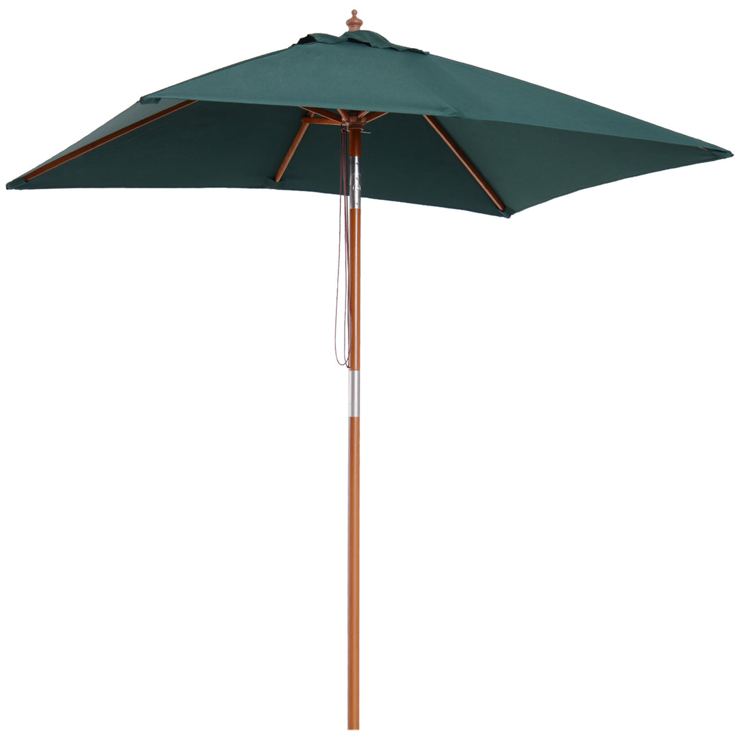 Outsunny 6.6x5ft Square Market Parasol, Wooden Patio Umbrella with Tilt Mechanism and 6 Bamboo Ribs, Garden Sunshade, Wine Red