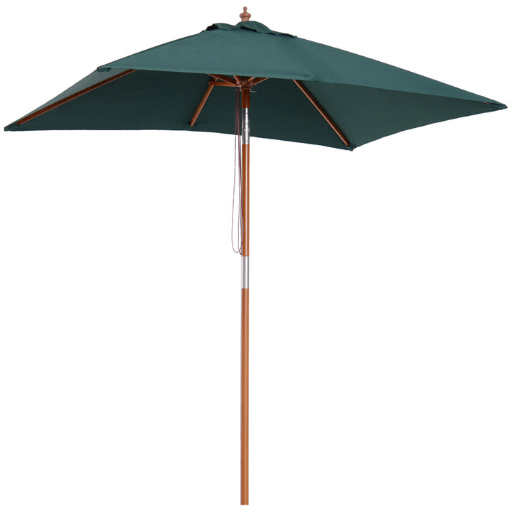 Outsunny 6.6x5ft Square Market Parasol, Wooden Patio Umbrella with Tilt Mechanism and 6 Bamboo Ribs, Garden Sunshade, Wine Red