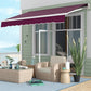 Outsunny 10' x 6.5' Manual Retractable Awning with LED Lights, Aluminum Frame Sun Canopies for Patio Door Window, Yellow/Grey