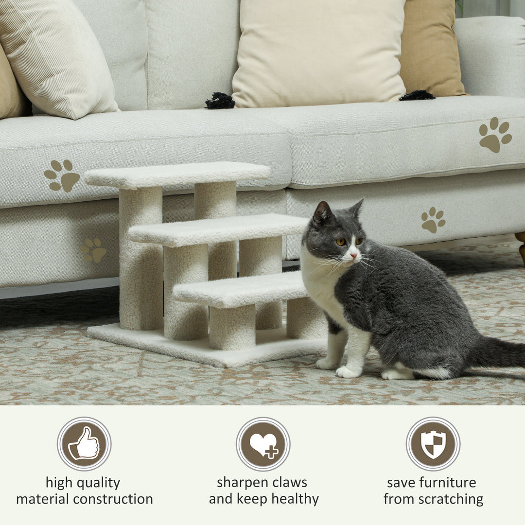 PawHut 23.5" 4 Tier Pet Stairs Dog Cat Step Scratch Post Furniture, Dark Grey