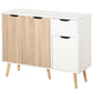 HOMCOM 35" Sideboard Storage Cabinet with Drawer, White and Grey