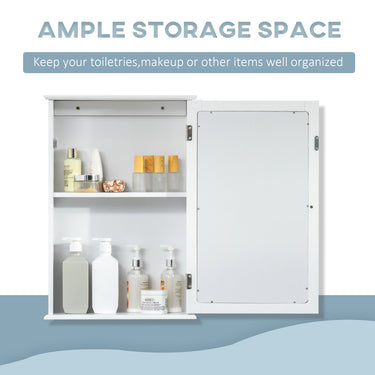 kleankin Bathroom Mirror Cabinet, Wall Mounted Medicine Cabinet with Door and Shelves, White
